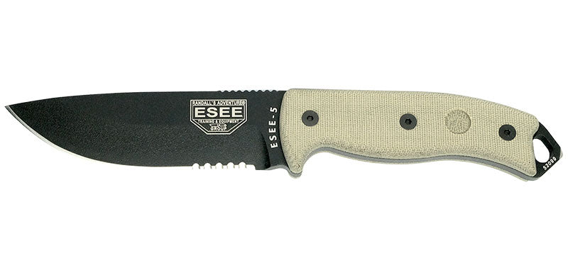 Couteau à lame fixe ESEE-5 Lame Noire - ESEE-T.A DEFENSE