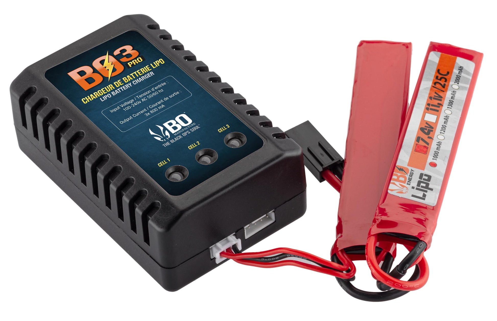 Chargeur de batterie BO3 LIPO 7,4V ET 11,1V - BO-T.A DEFENSE